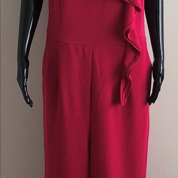 SOLD Ashley Stewart Fuschia Ruffle Bow Wide-leg Jumpsuit (14/16 Tall) - Picture 4 of 6